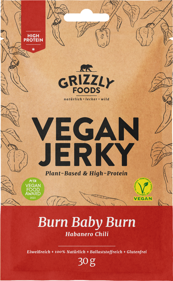 Grizzly Foods Vegan Jerky Burn Baby Burn