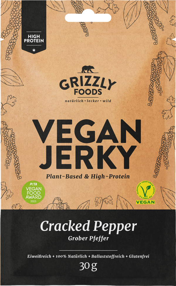 Grizzly Foods Vegan Jerky Cracked Pepper