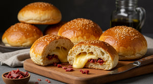Jerky & Cheddar Stuffed Bread Rolls