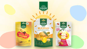 Sunshine Delights soft dried mango, Dippies and Fruit Fusion bags at Jerky Store Europe