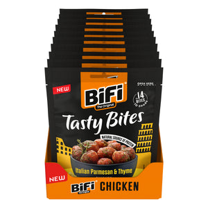 BiFi Tasty Bites Italian Parmesan and Thyme 10x50g case display