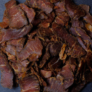 Close-up of air-dried sliced biltong