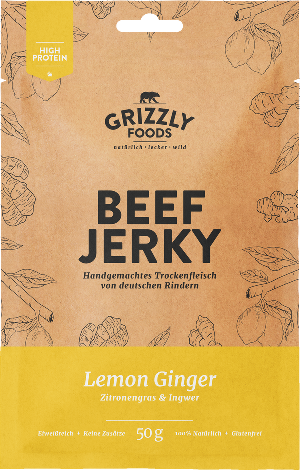 Grizzly Foods Beef Jerky Lemon Ginger
