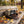 Meat Makers Beef Original Smoky sticking out of a backpack on a park bench in autumn, with a water bottle and headphones, AI-generated image
