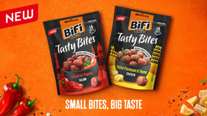 BiFi Tasty Bites — Small Bites, Big Taste — launch banner (English)