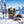 Biltong Premium Biltong Original in the snow next to touring skis and poles on a sunny winter day in the mountains, AI-generated image