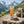 Chokay Bio Snackbar Caramel Peanut on a rock beside a mountain trail in the Alps, with a backpack and thermos, AI-generated image