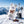 Fine Gusto Beef Jerky Teriyaki in the snow next to touring skis and poles on a sunny winter day in the mountains, AI-generated image