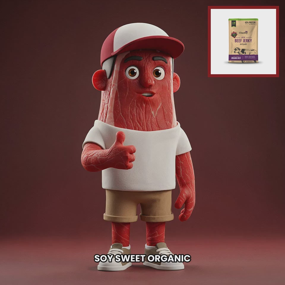 Chuck mascot cherky-beef-jerky-teriyaki