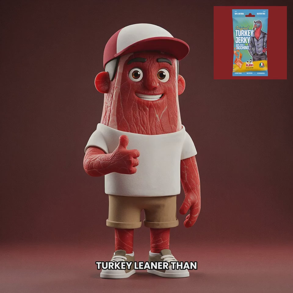 Chuck mascot bejerky-turkey-jerky-original