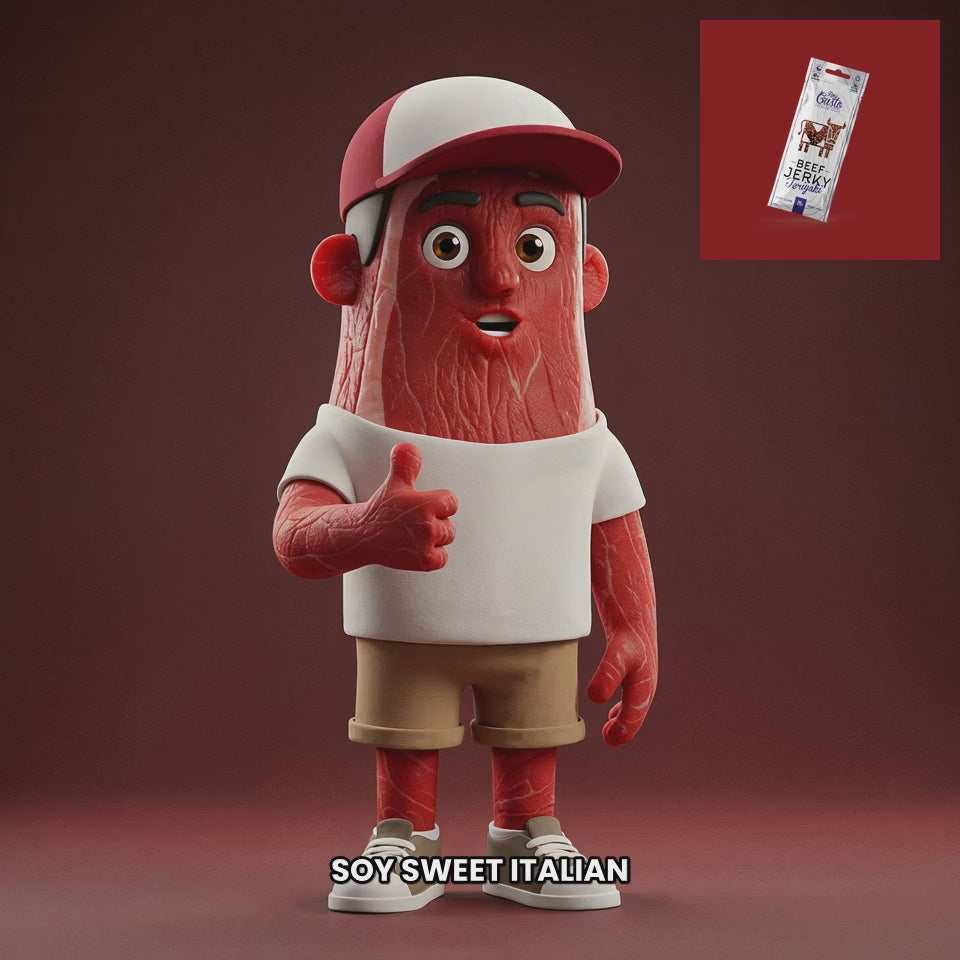 Chuck mascot fine-gusto-beef-jerky-teriyaki