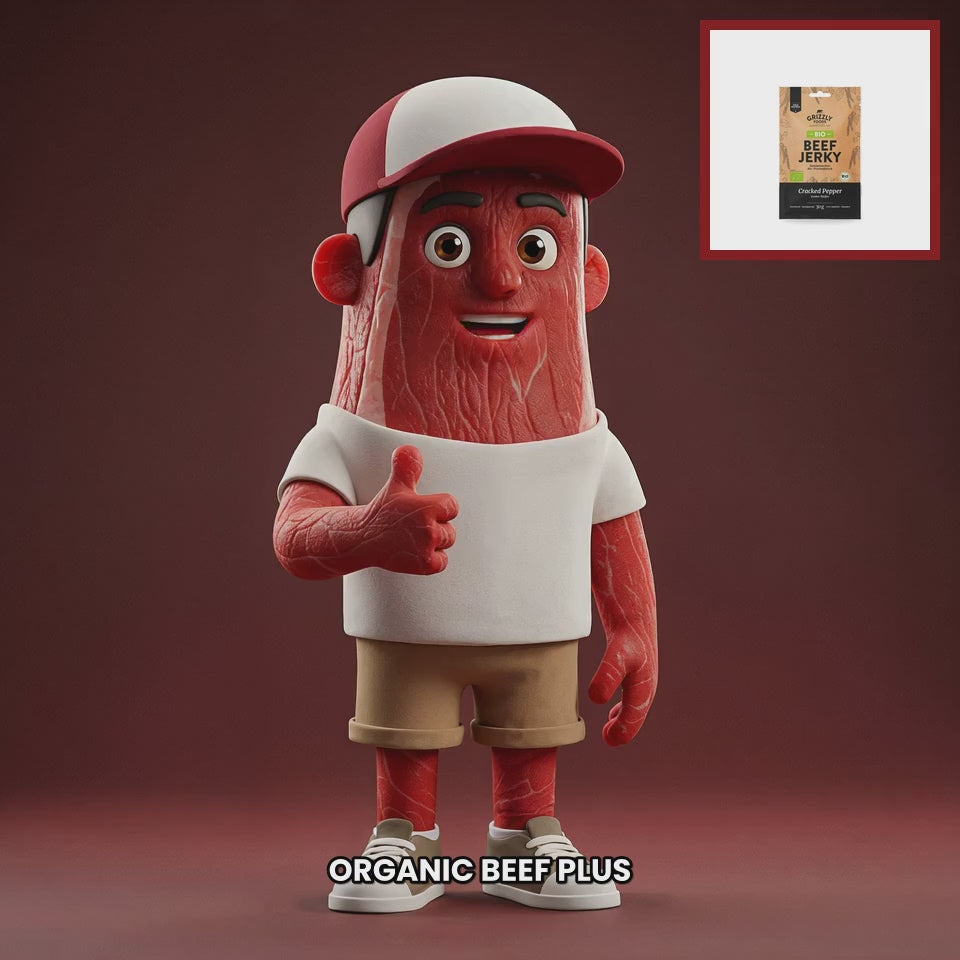 Chuck mascot grizzly-foods-bio-beef-jerky-cracked-pepper