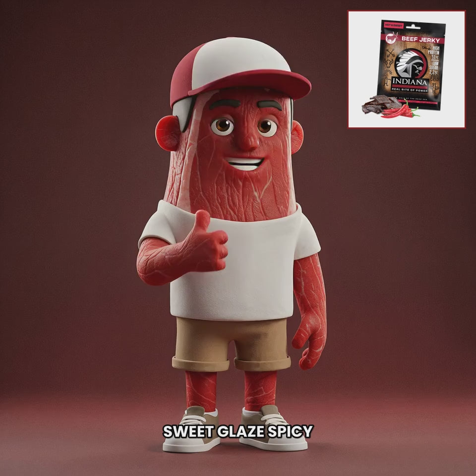 Chuck mascot indiana-jerky-beef-hot-sweet EN