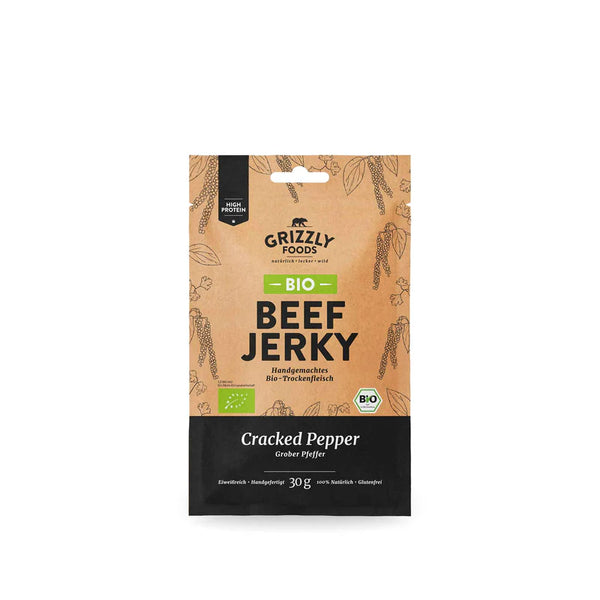 Grizzly Foods Bio Beef Jerky Cracked Pepper