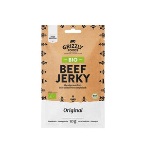 Grizzly Foods Bio Beef Jerky Original 30g pack - organic German beef jerky, high protein snack